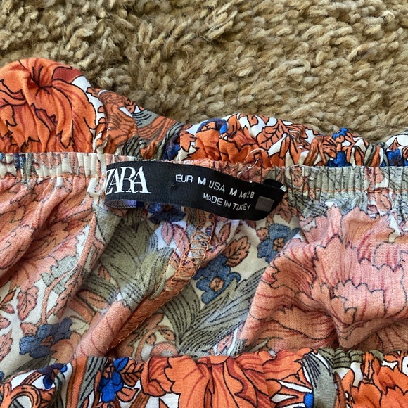 Zara | Poplin Floral Puff Sleeve Cropped Blouse - Picture 6 of 9